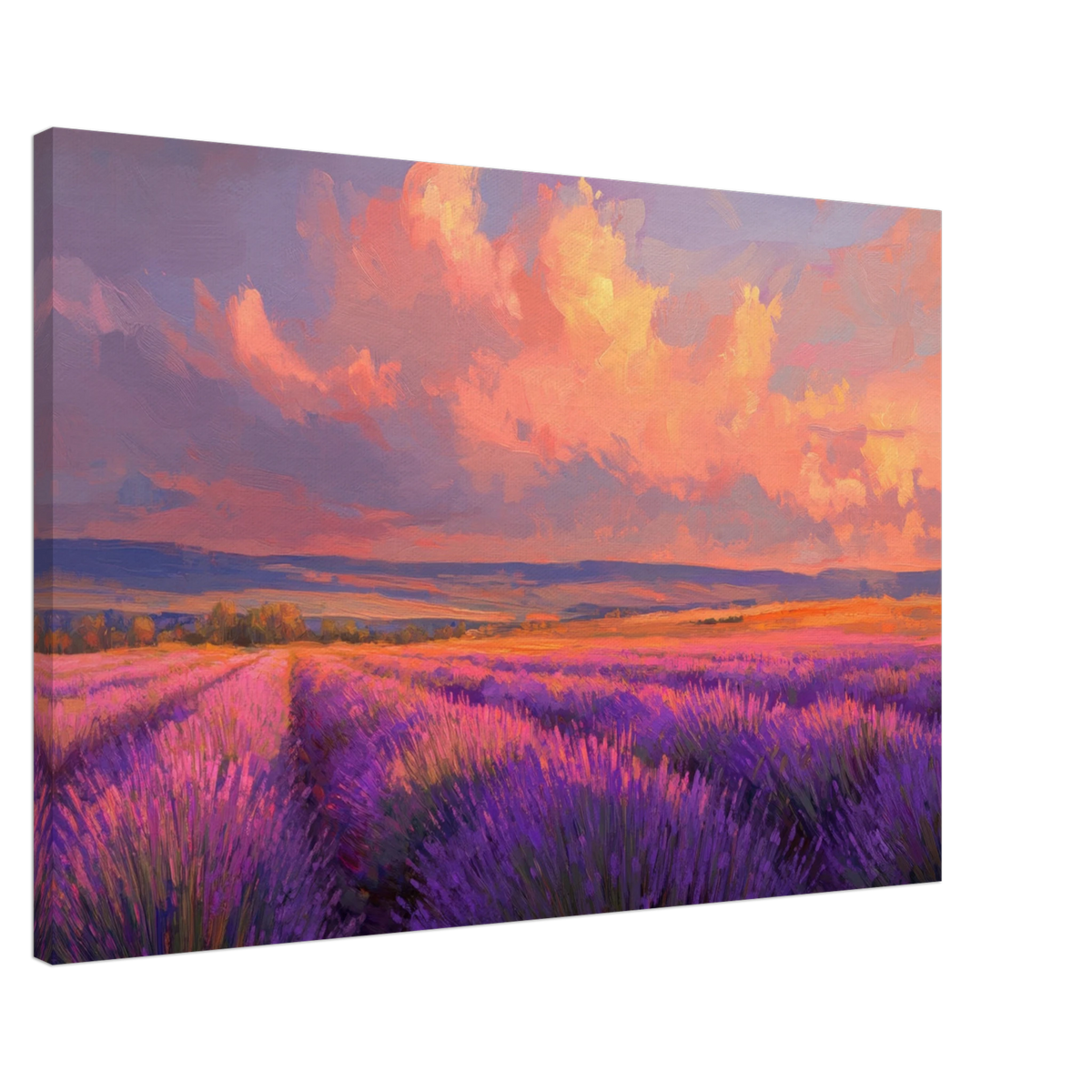 Rolling lavender fields under a pink - hued sunset - Shop Ai Art WebShop - Digital Art online Store