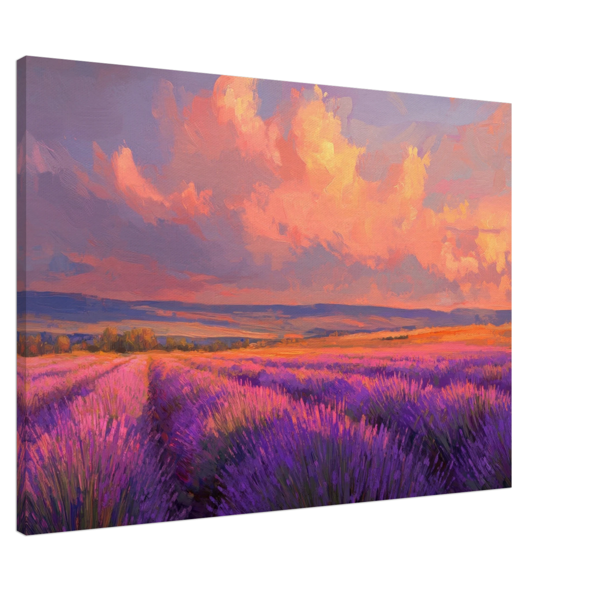 Rolling lavender fields under a pink - hued sunset - Shop Ai Art WebShop - Digital Art online Store