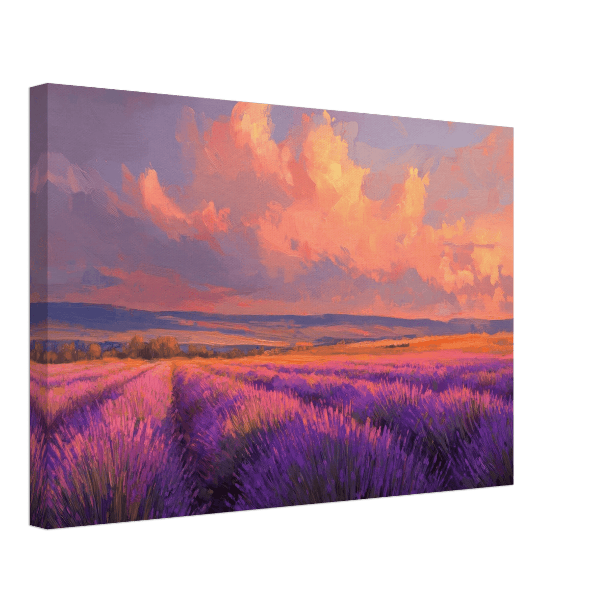 Rolling lavender fields under a pink - hued sunset - Shop Ai Art WebShop - Digital Art online Store