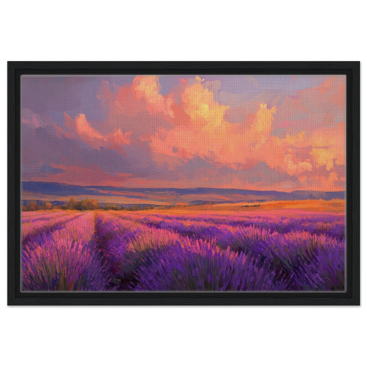 Rolling lavender fields under a pink - hued sunset - Shop Ai Art WebShop - Digital Art online Store