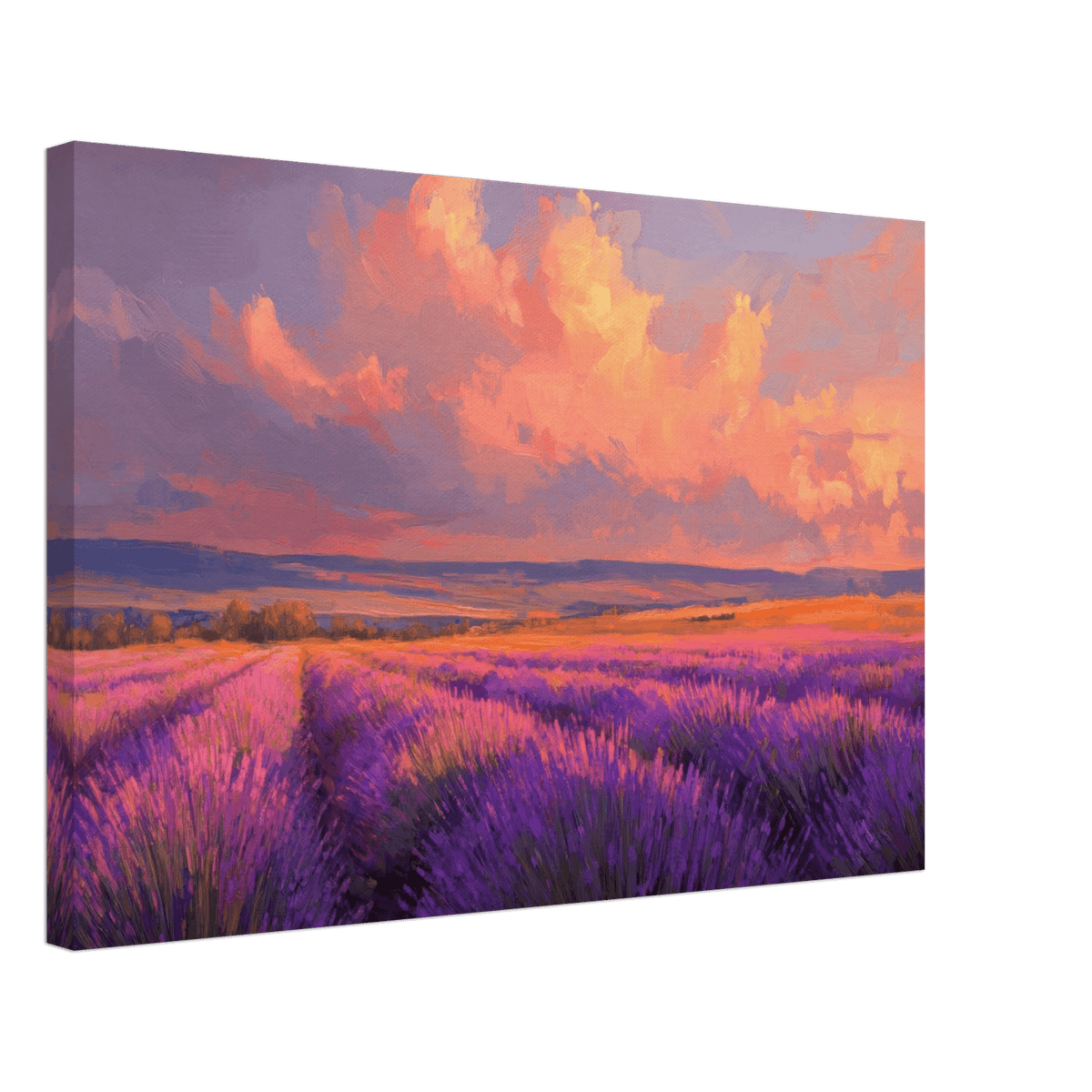 Rolling lavender fields under a pink - hued sunset - Shop Ai Art WebShop - Digital Art online Store