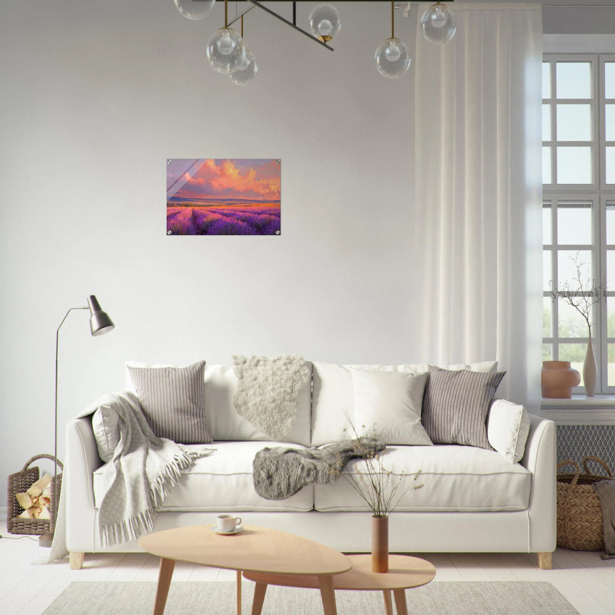 Rolling lavender fields under a pink - hued sunset - Shop Ai Art WebShop - Digital Art online Store