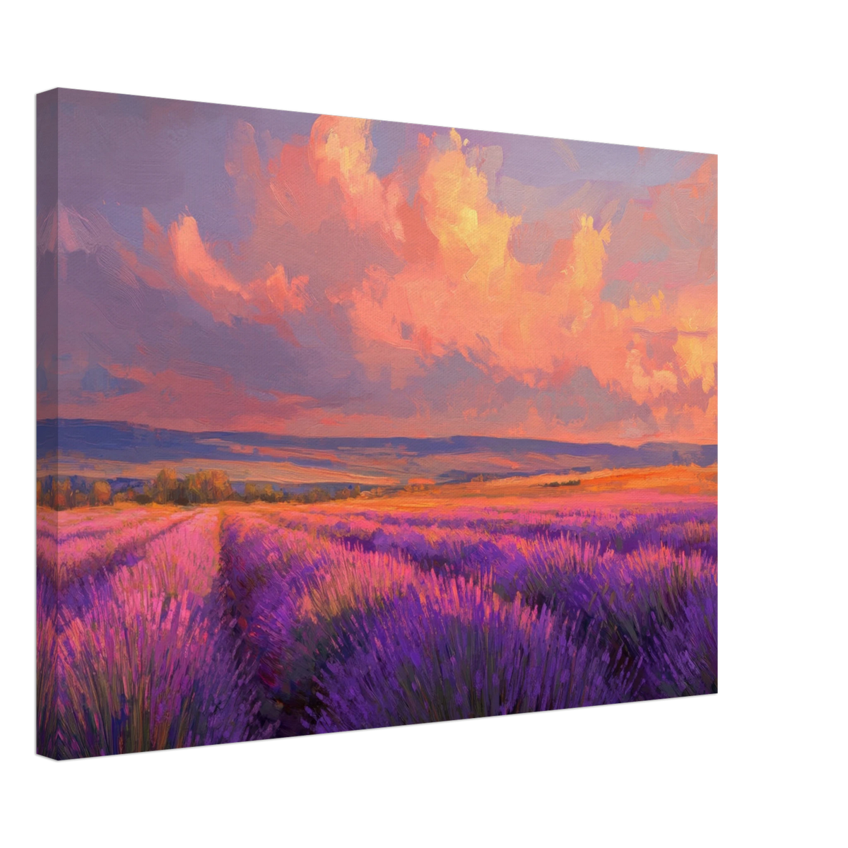 Rolling lavender fields under a pink - hued sunset - Shop Ai Art WebShop - Digital Art online Store