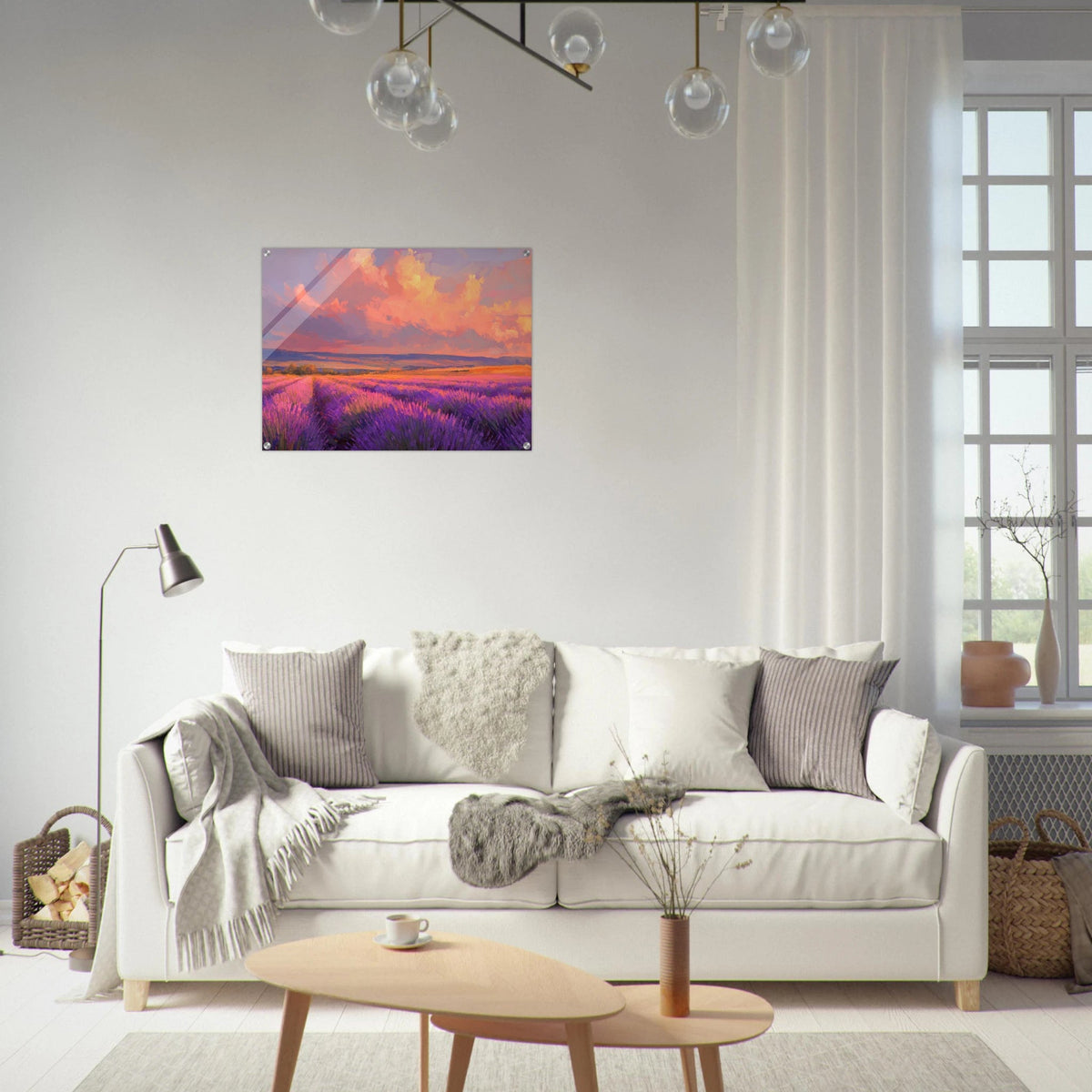 Rolling lavender fields under a pink - hued sunset - Shop Ai Art WebShop - Digital Art online Store