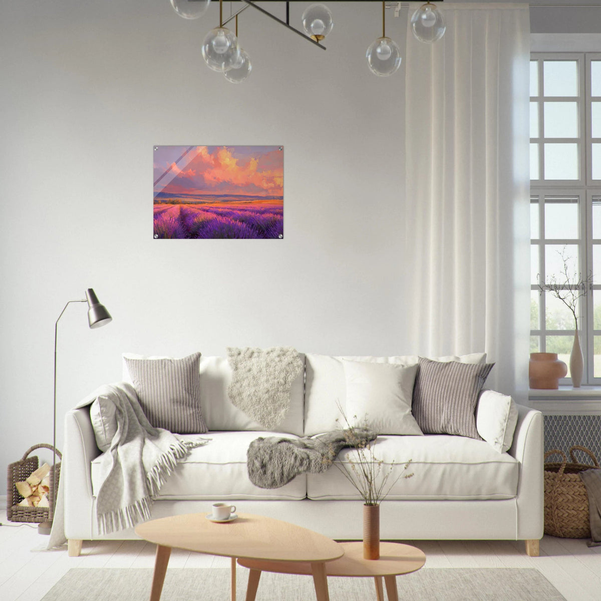 Rolling lavender fields under a pink - hued sunset - Shop Ai Art WebShop - Digital Art online Store