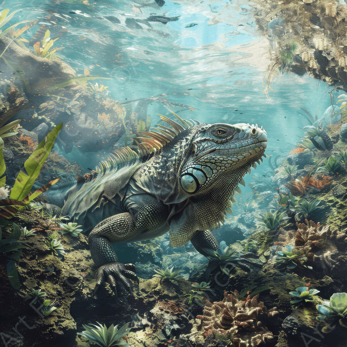 Rough Nature Iguana Galapagos 2 - Shop Ai Art WebShop - Digital Art online Store