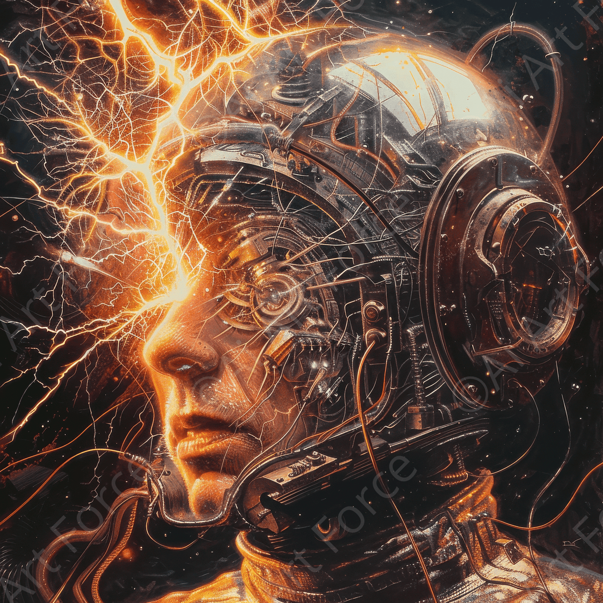 Sci Fi Teslacoil Hybrid Droid 1 - Shop Ai Art WebShop - Digital Art online Store