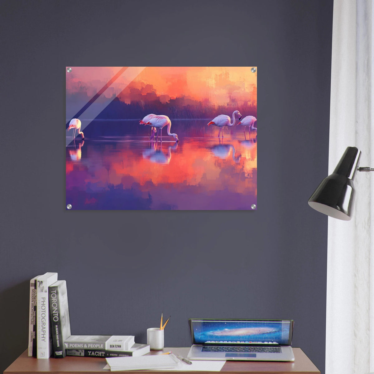 Surreal Flamingo Lake at Sunset Graceful flaming 2 - Shop Ai Art WebShop - Digital Art online Store