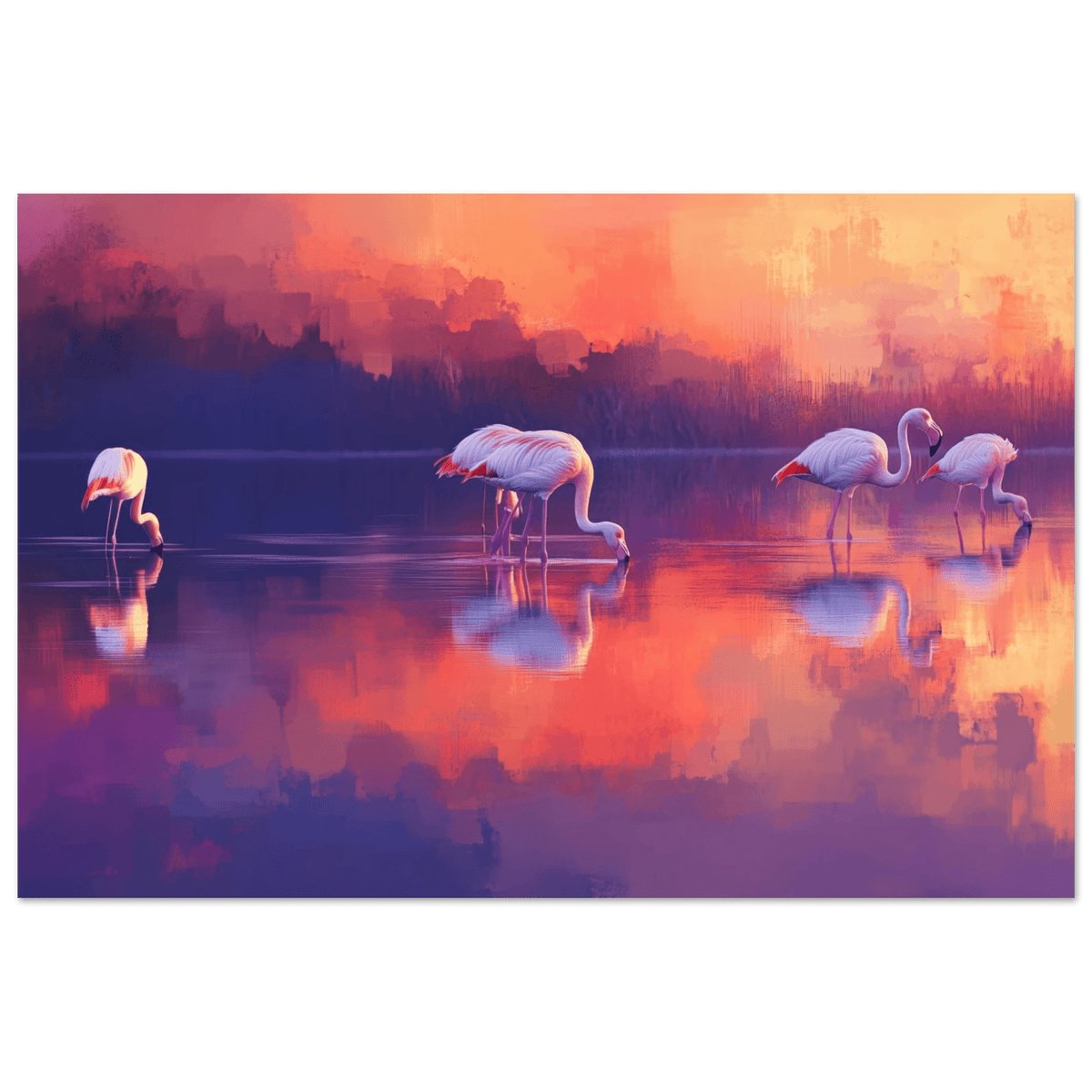 Surreal Flamingo Lake at Sunset Graceful flaming 2 - Shop Ai Art WebShop - Digital Art online Store