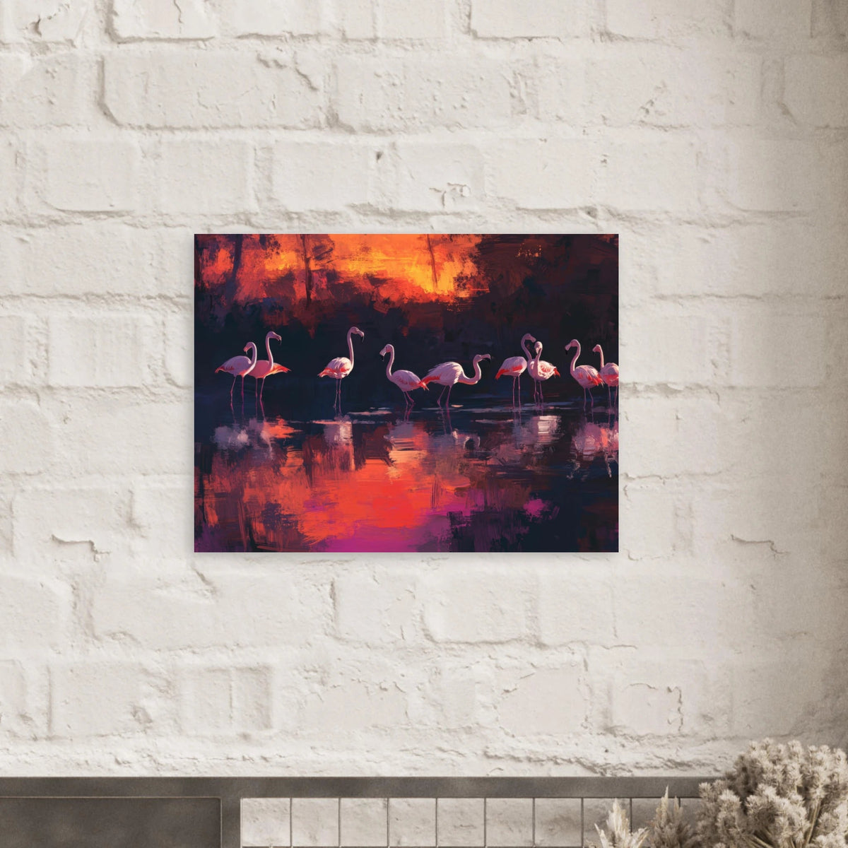 Surreal Flamingo Lake at Sunset Graceful flaming - Shop Ai Art WebShop - Digital Art online Store