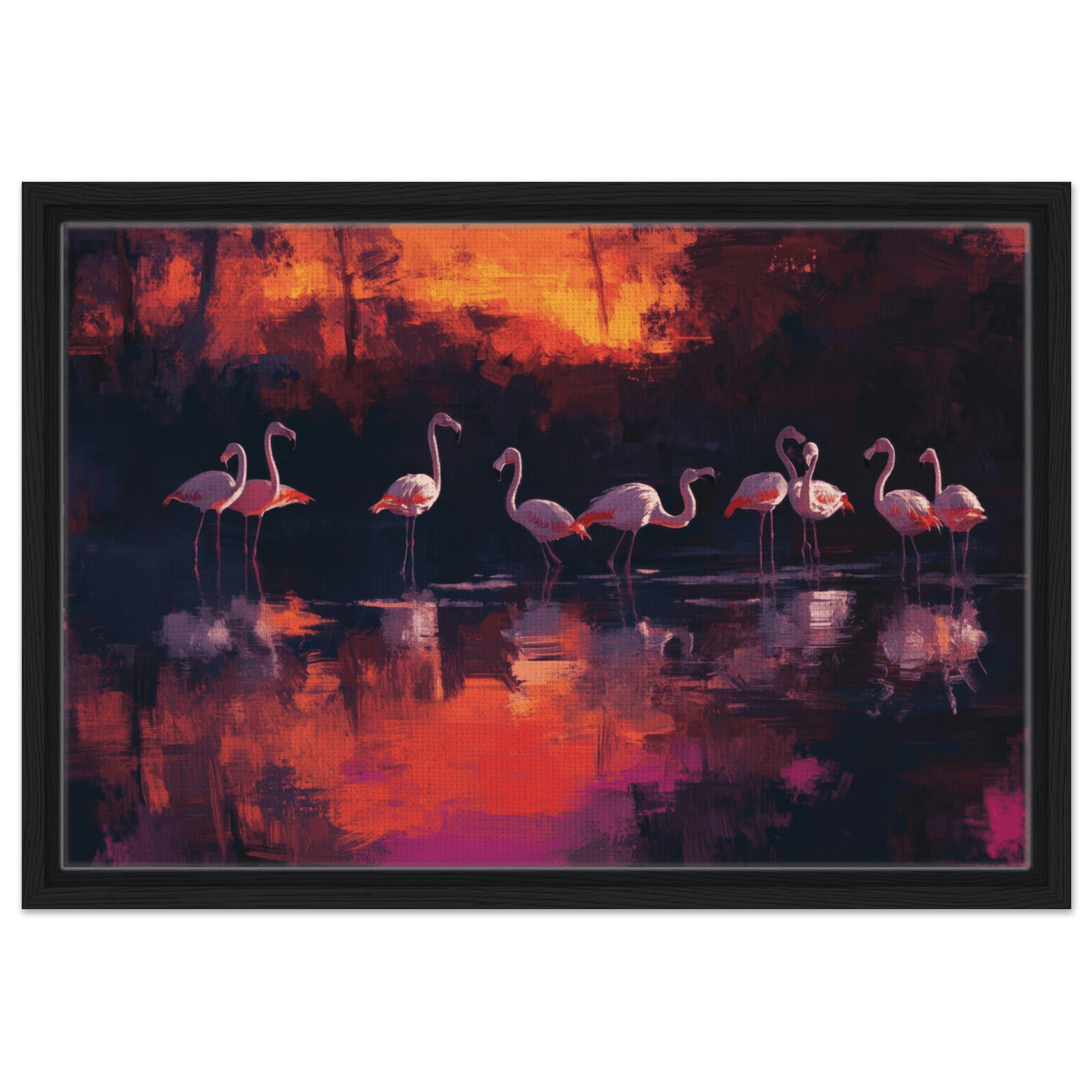 Surreal Flamingo Lake at Sunset Graceful flaming - Shop Ai Art WebShop - Digital Art online Store