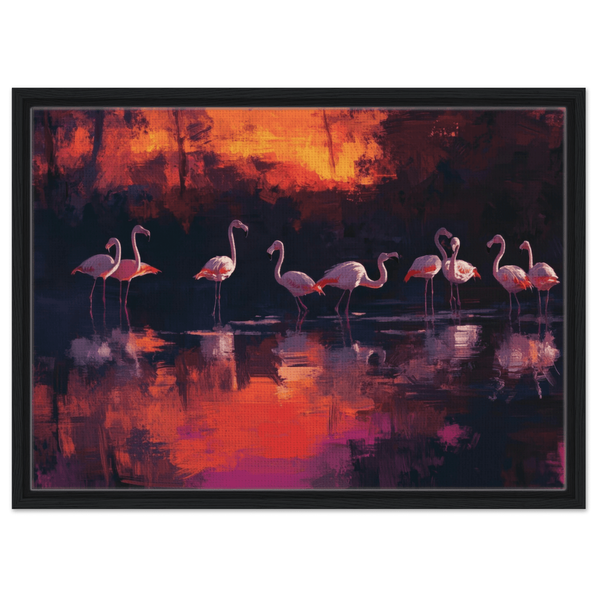 Surreal Flamingo Lake at Sunset Graceful flaming - Shop Ai Art WebShop - Digital Art online Store
