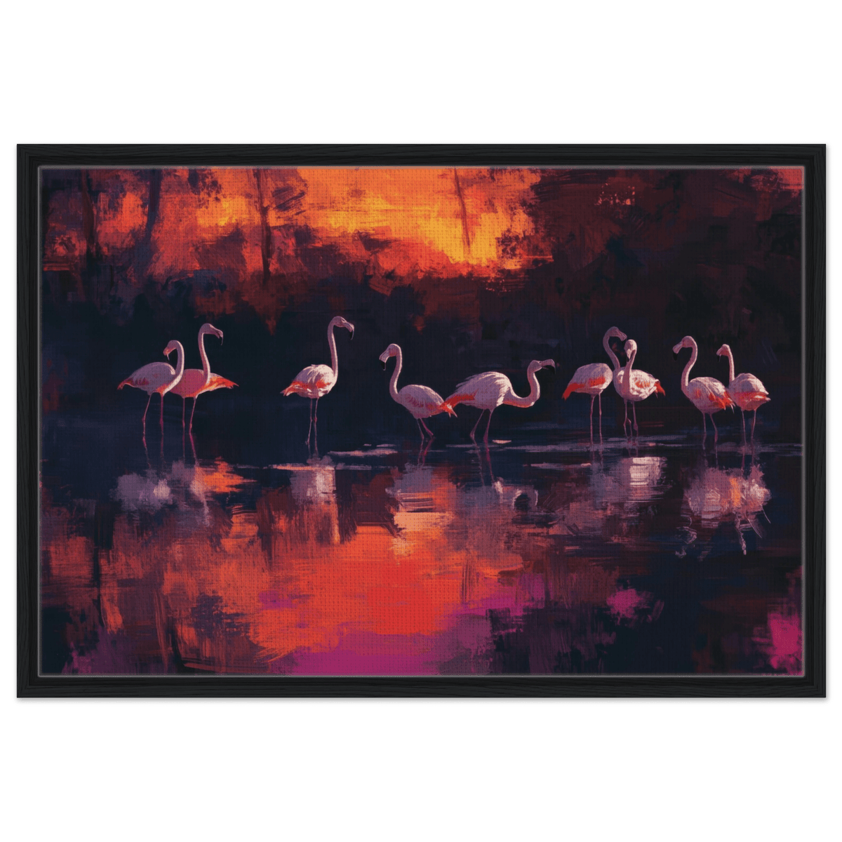 Surreal Flamingo Lake at Sunset Graceful flaming - Shop Ai Art WebShop - Digital Art online Store