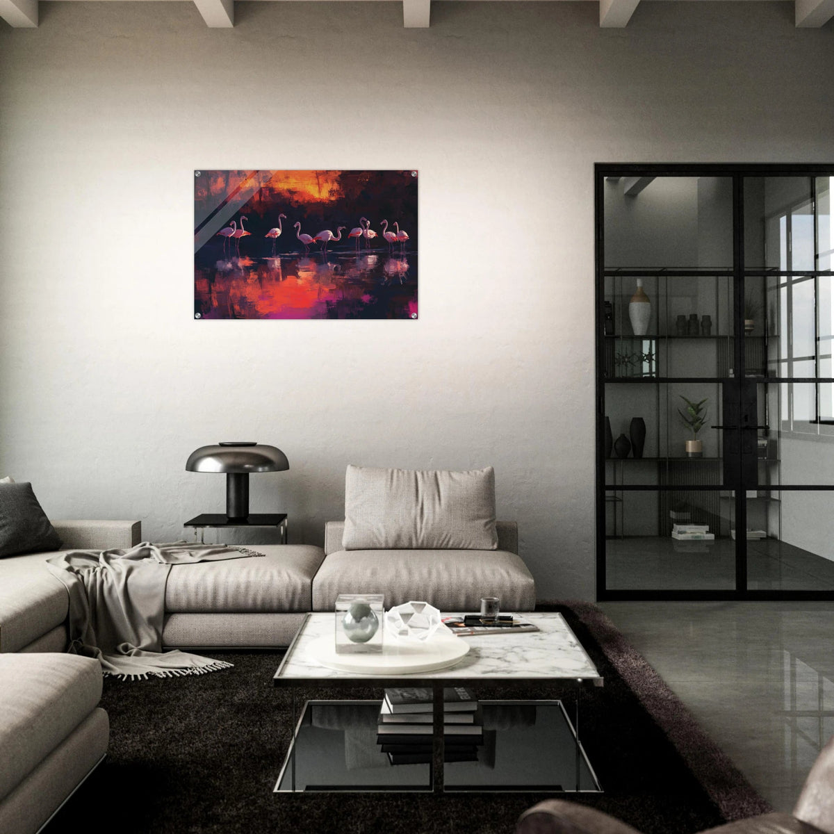 Surreal Flamingo Lake at Sunset Graceful flaming - Shop Ai Art WebShop - Digital Art online Store