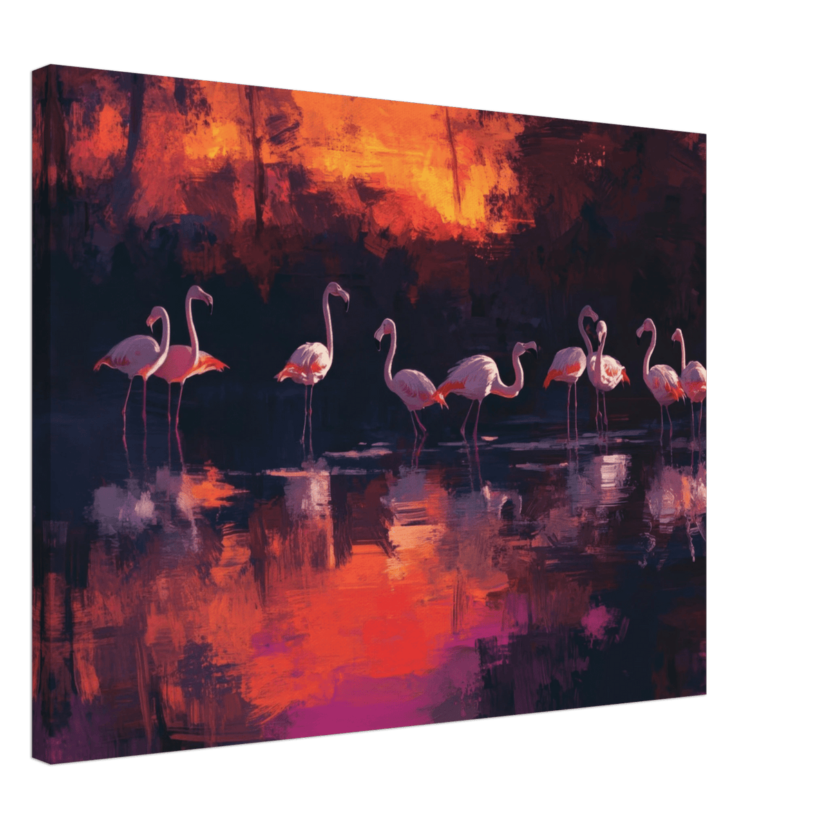 Surreal Flamingo Lake at Sunset Graceful flaming - Shop Ai Art WebShop - Digital Art online Store