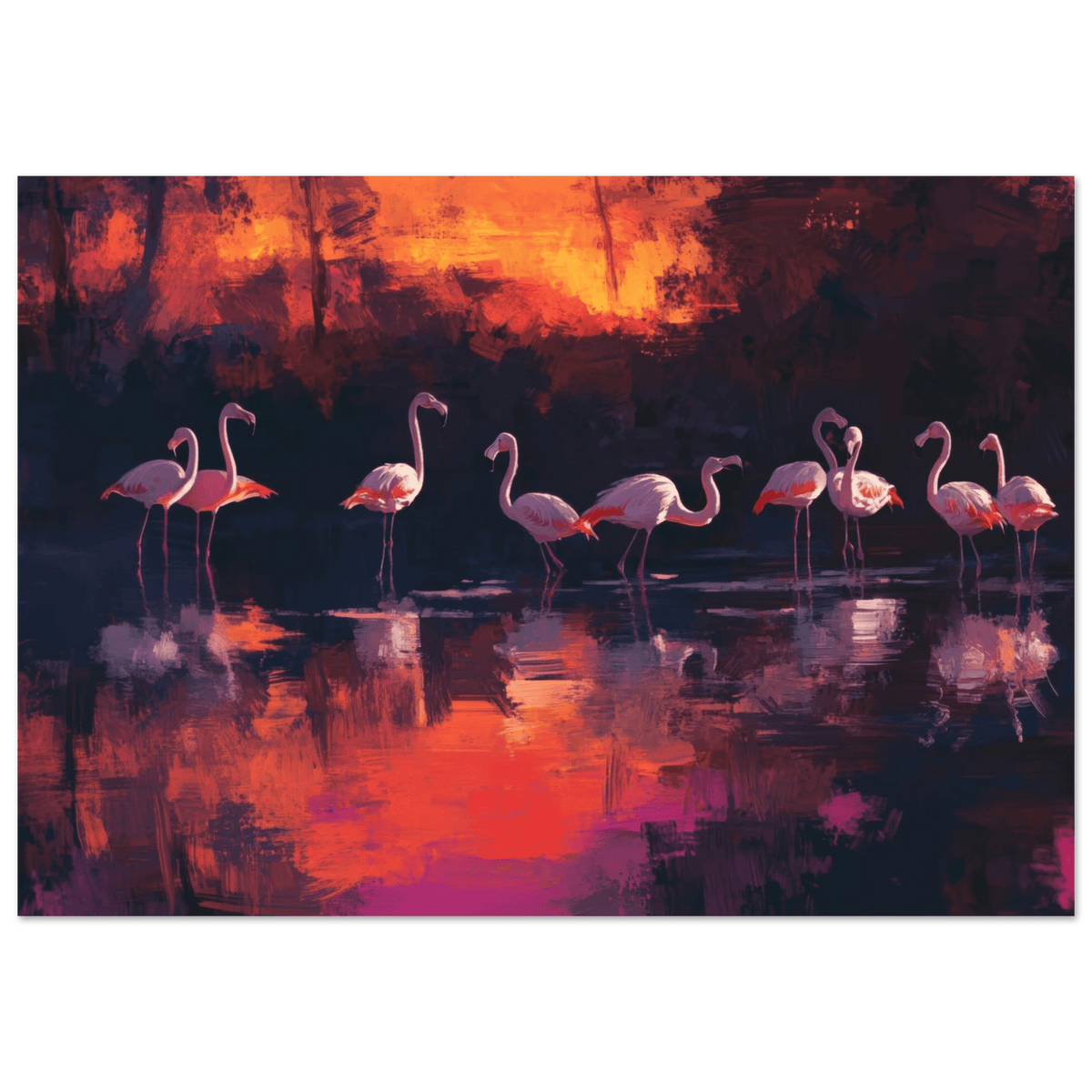 Surreal Flamingo Lake at Sunset Graceful flaming - Shop Ai Art WebShop - Digital Art online Store