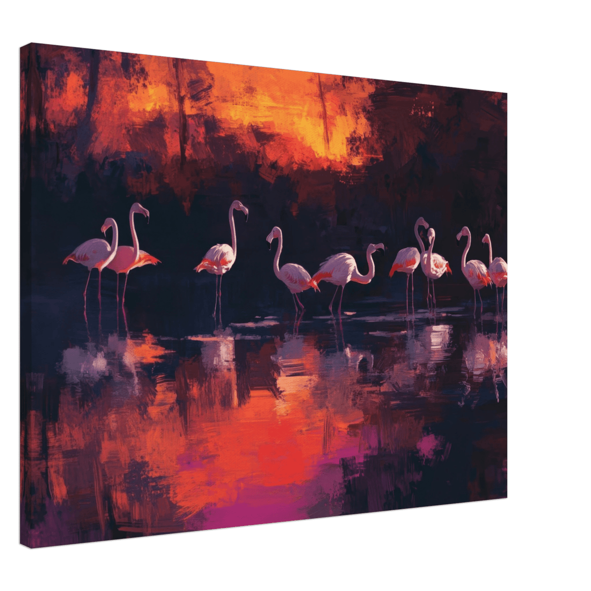 Surreal Flamingo Lake at Sunset Graceful flaming - Shop Ai Art WebShop - Digital Art online Store