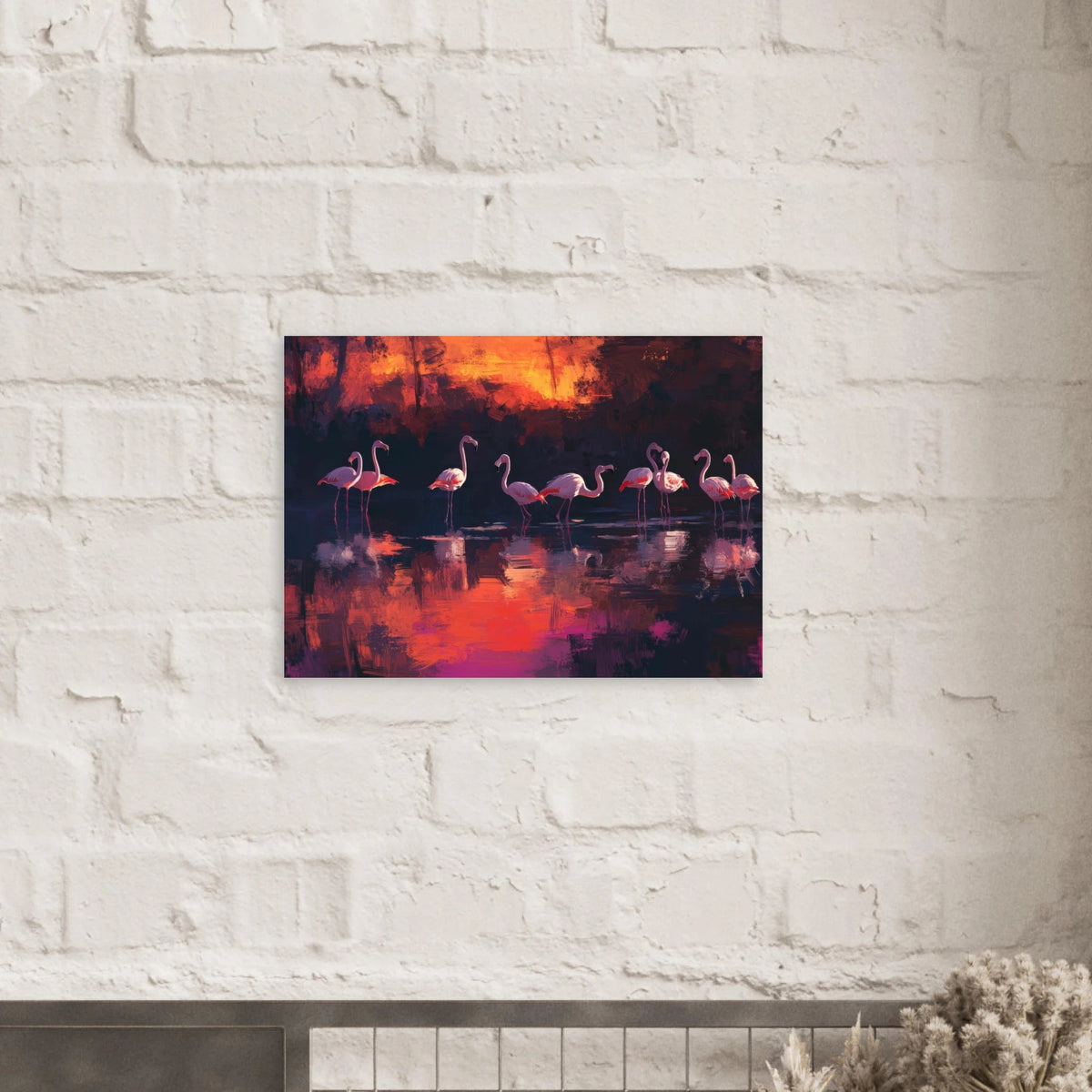 Surreal Flamingo Lake at Sunset Graceful flaming - Shop Ai Art WebShop - Digital Art online Store