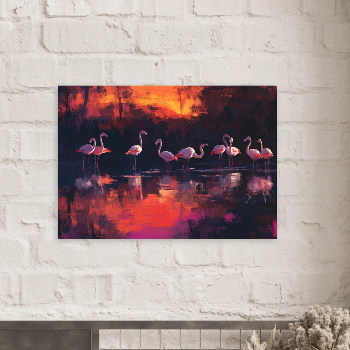 Surreal Flamingo Lake at Sunset Graceful flaming - Shop Ai Art WebShop - Digital Art online Store
