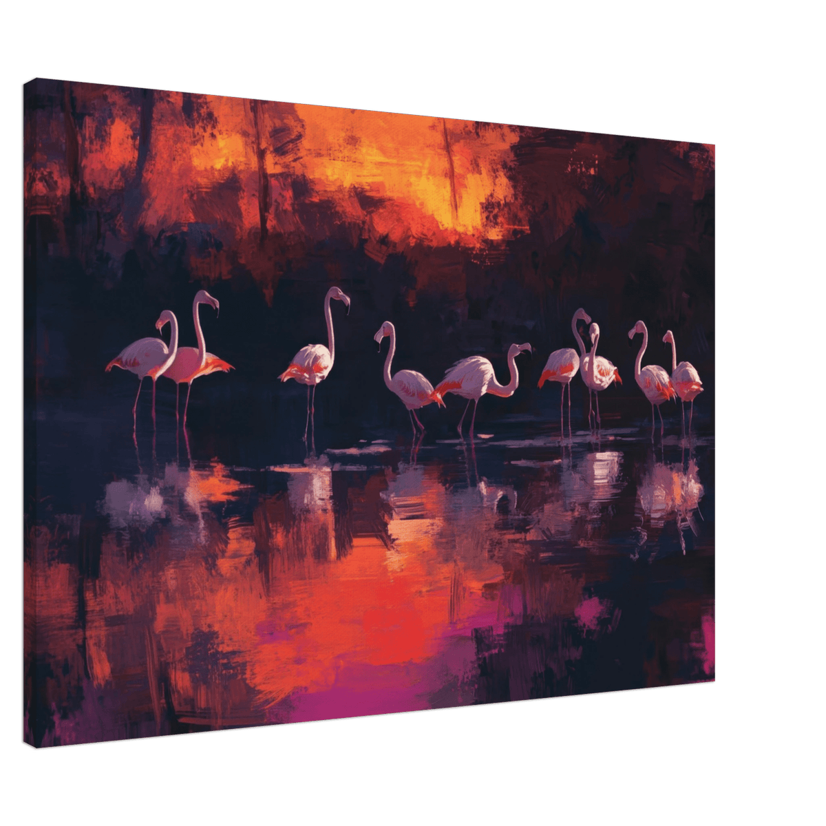 Surreal Flamingo Lake at Sunset Graceful flaming - Shop Ai Art WebShop - Digital Art online Store