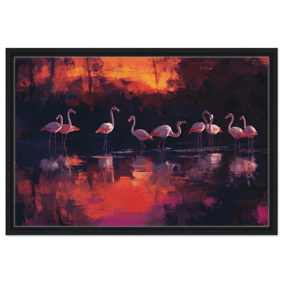 Surreal Flamingo Lake at Sunset Graceful flaming - Shop Ai Art WebShop - Digital Art online Store