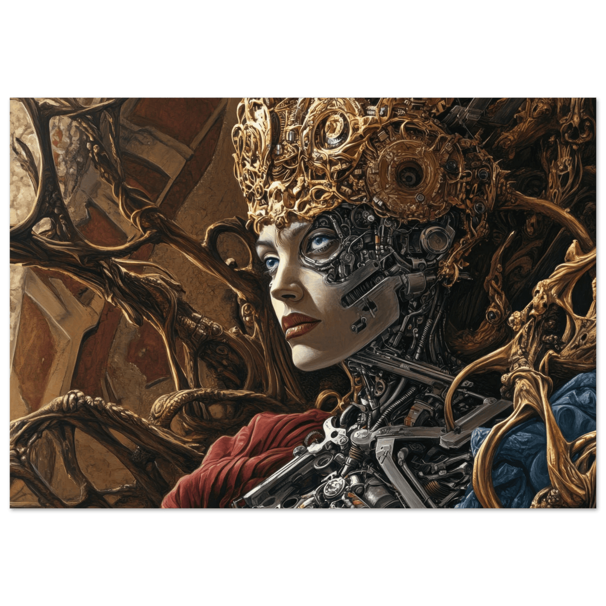 Surrealist Hybrid Queen on a Biomechanical Thrown 3 - Shop Ai Art WebShop - Digital Art online Store