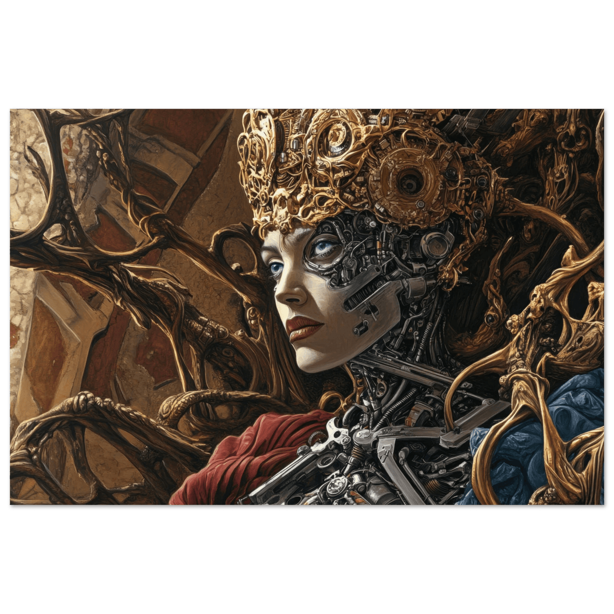 Surrealist Hybrid Queen on a Biomechanical Thrown 3 - Shop Ai Art WebShop - Digital Art online Store
