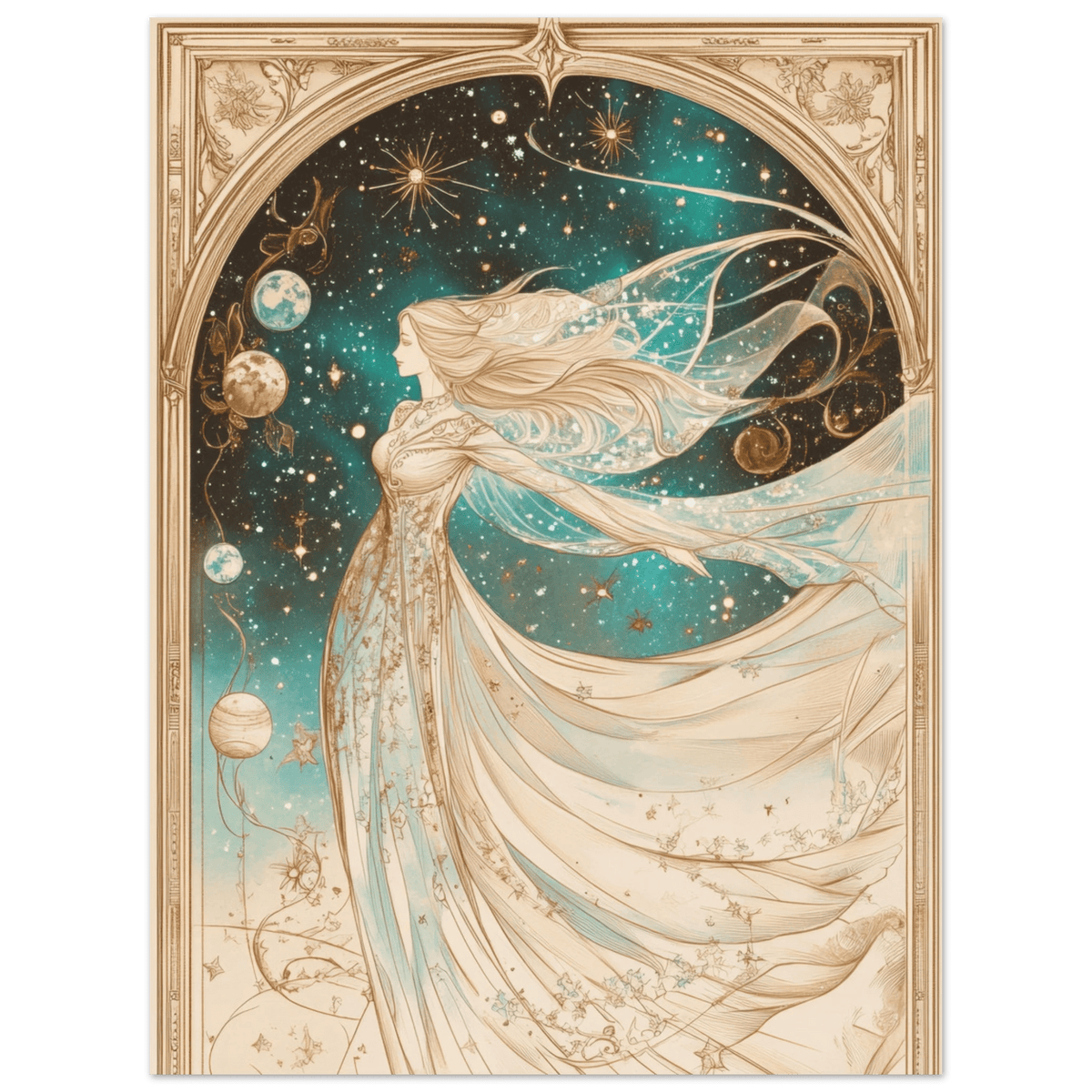 The Cosmic Muse A hand - drawn illustration 2 - Shop Ai Art WebShop - Digital Art online Store