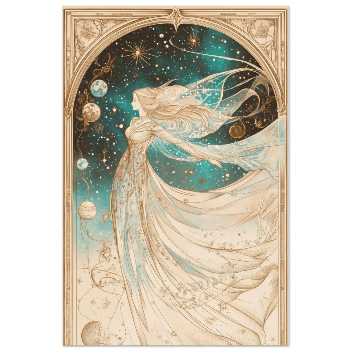 The Cosmic Muse A hand - drawn illustration 2 - Shop Ai Art WebShop - Digital Art online Store
