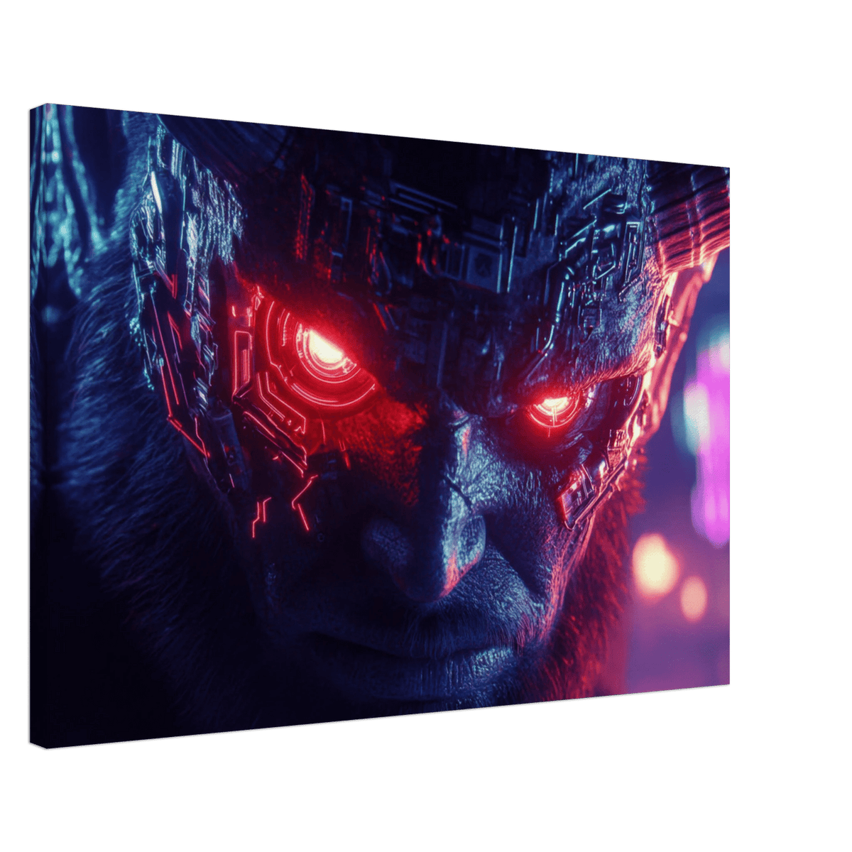 The Cyberpunk Minotaur Synthwave Extreme Close - Up - Shop Ai Art WebShop - Digital Art online Store