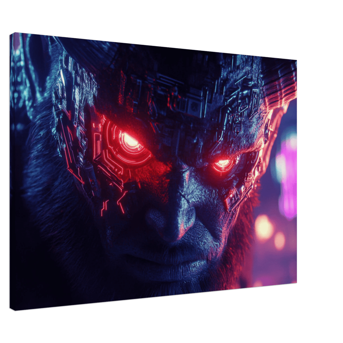 The Cyberpunk Minotaur Synthwave Extreme Close - Up - Shop Ai Art WebShop - Digital Art online Store