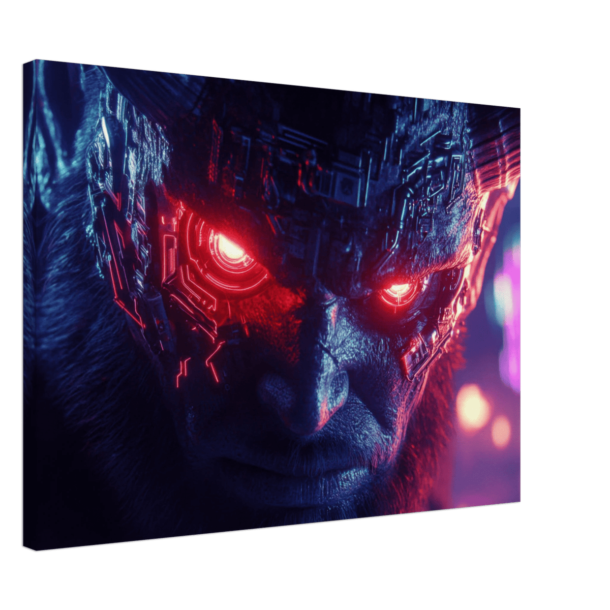 The Cyberpunk Minotaur Synthwave Extreme Close - Up - Shop Ai Art WebShop - Digital Art online Store