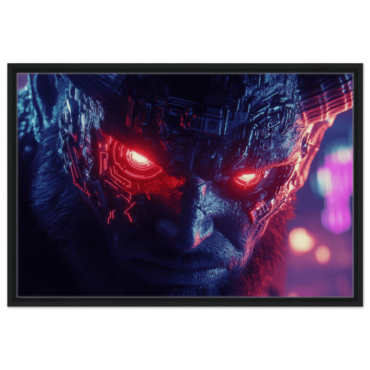 The Cyberpunk Minotaur Synthwave Extreme Close - Up - Shop Ai Art WebShop - Digital Art online Store