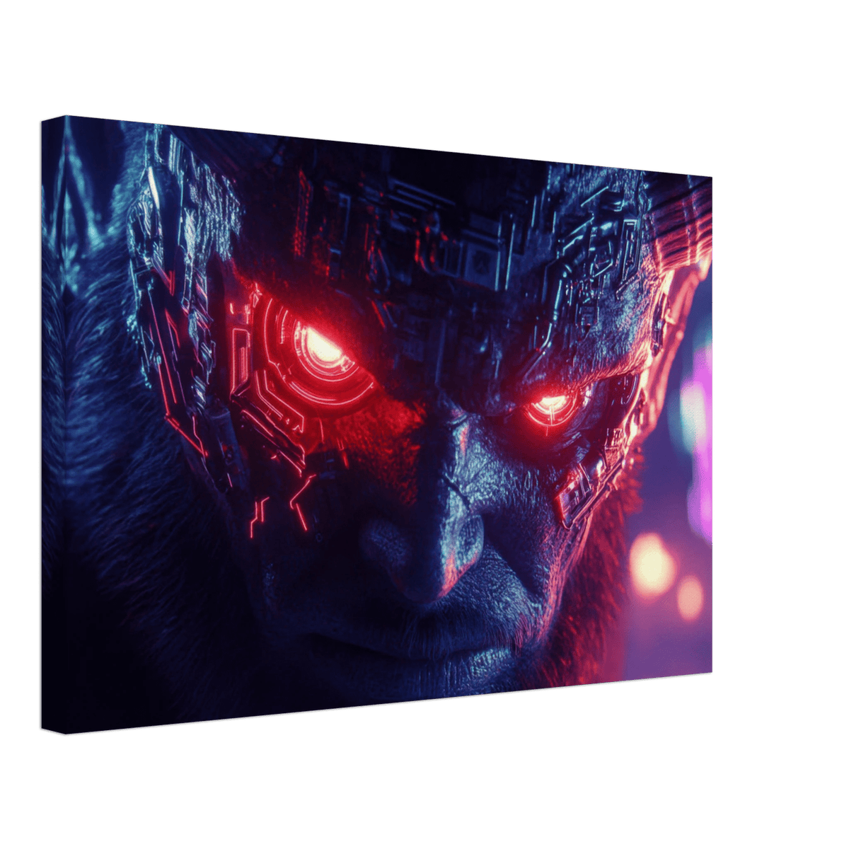 The Cyberpunk Minotaur Synthwave Extreme Close - Up - Shop Ai Art WebShop - Digital Art online Store