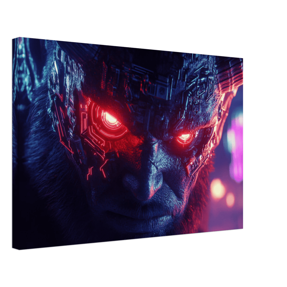 The Cyberpunk Minotaur Synthwave Extreme Close - Up - Shop Ai Art WebShop - Digital Art online Store