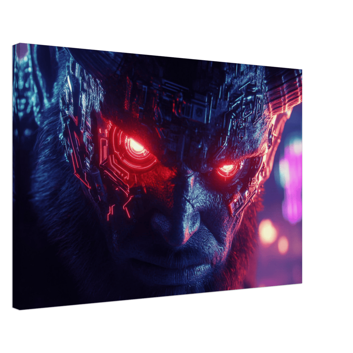 The Cyberpunk Minotaur Synthwave Extreme Close - Up - Shop Ai Art WebShop - Digital Art online Store