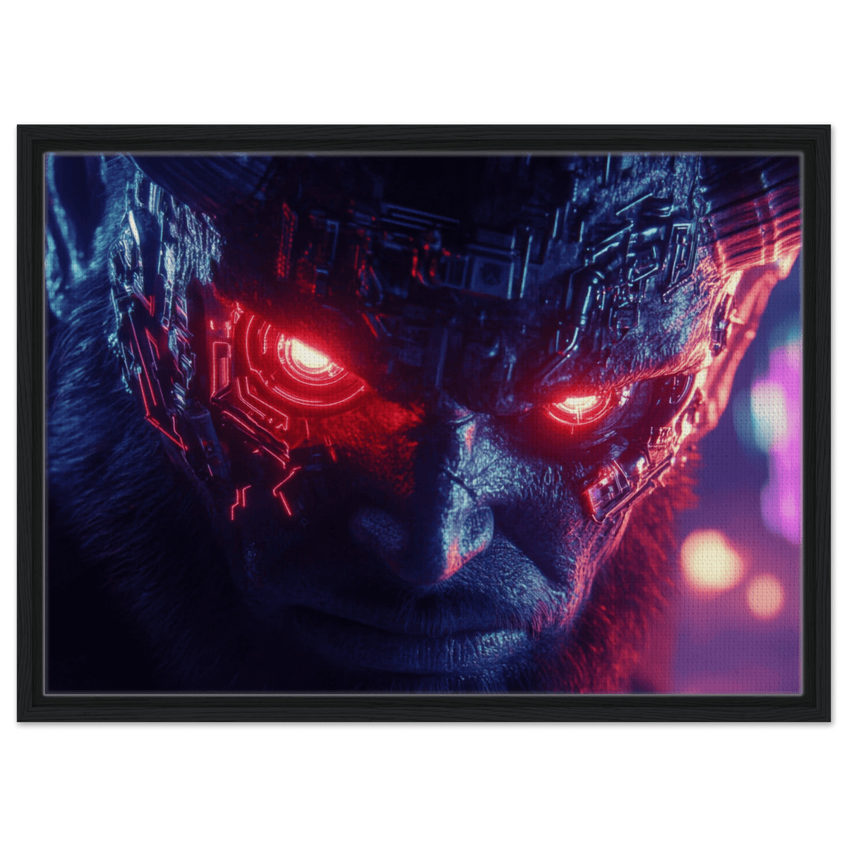 The Cyberpunk Minotaur Synthwave Extreme Close - Up - Shop Ai Art WebShop - Digital Art online Store