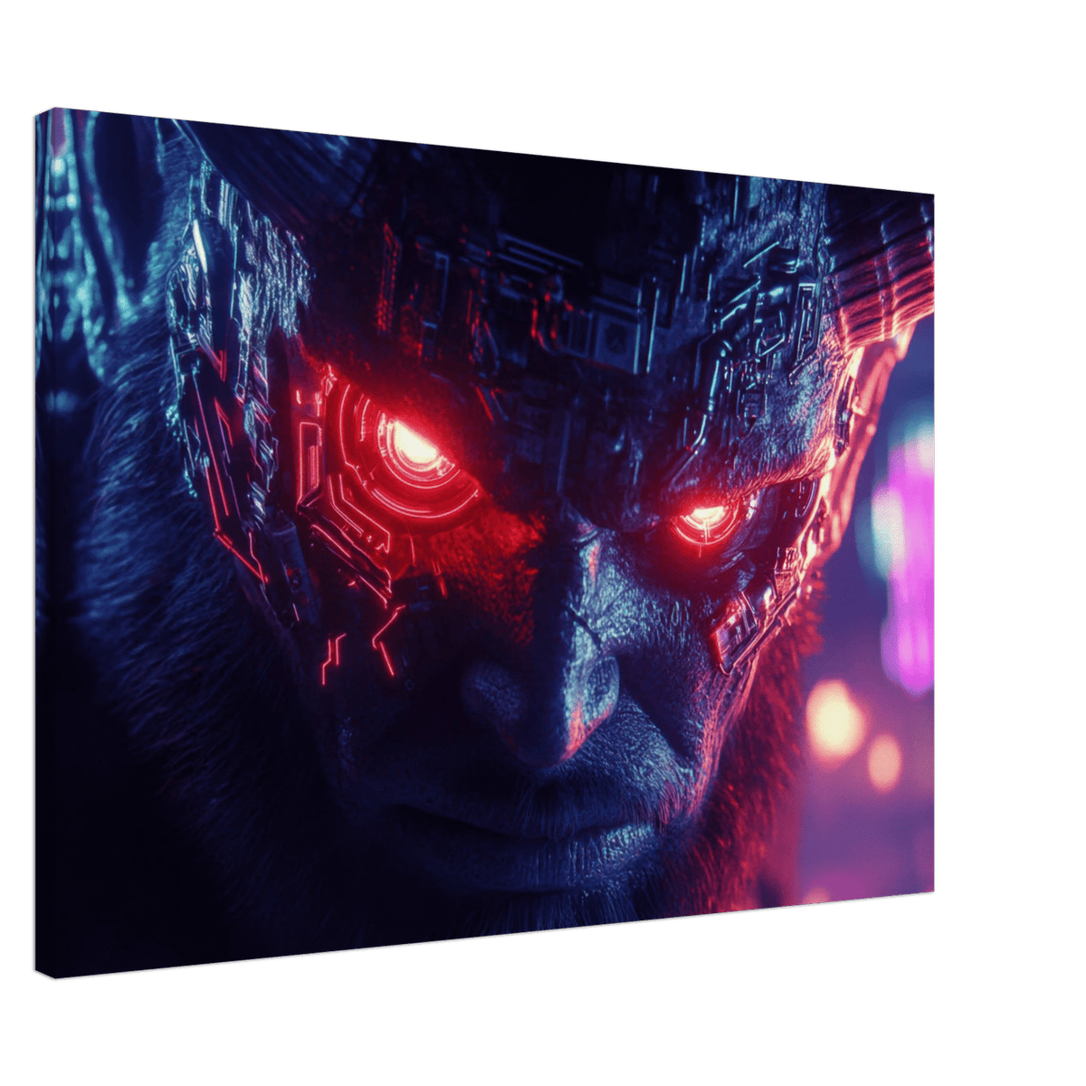 The Cyberpunk Minotaur Synthwave Extreme Close - Up - Shop Ai Art WebShop - Digital Art online Store