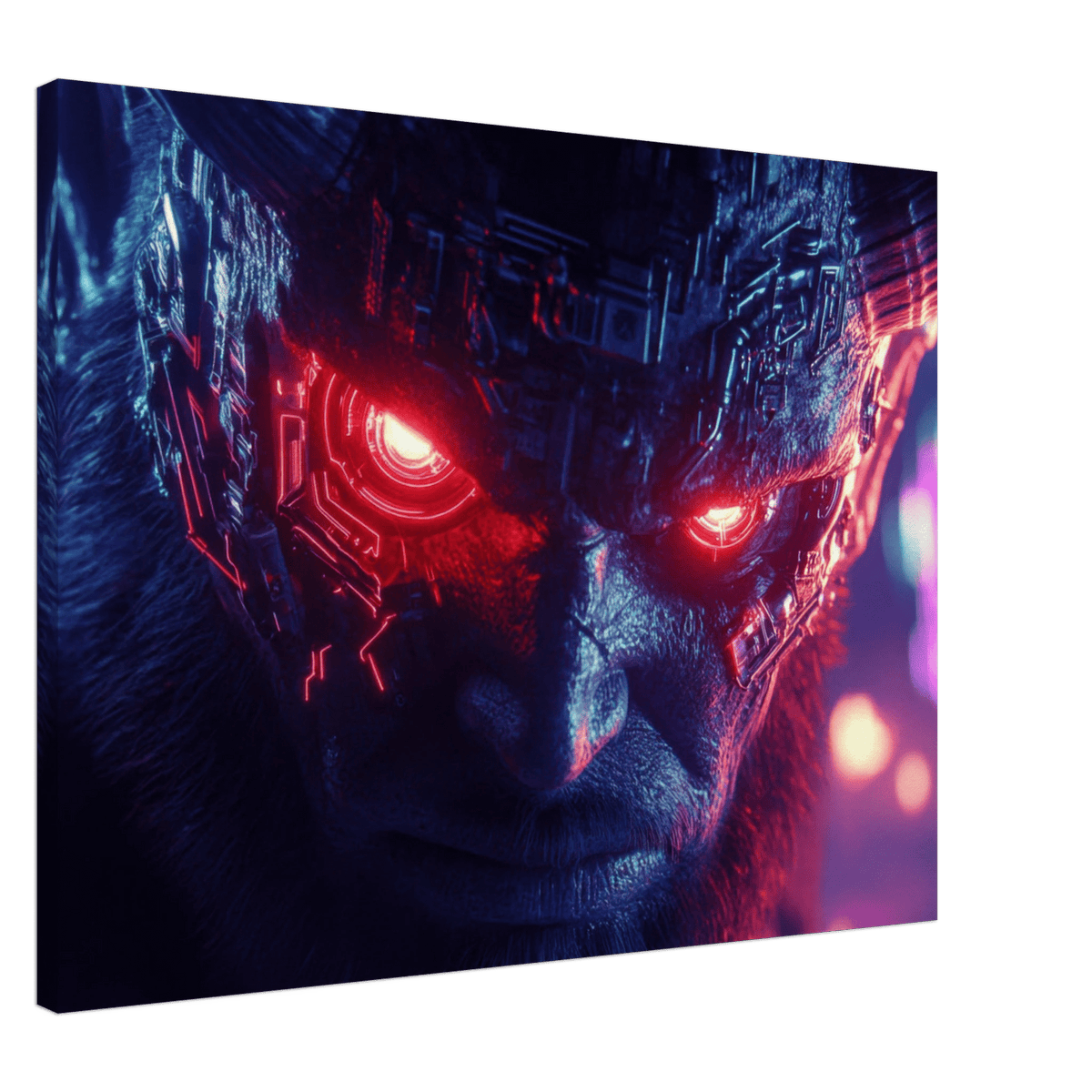 The Cyberpunk Minotaur Synthwave Extreme Close - Up - Shop Ai Art WebShop - Digital Art online Store