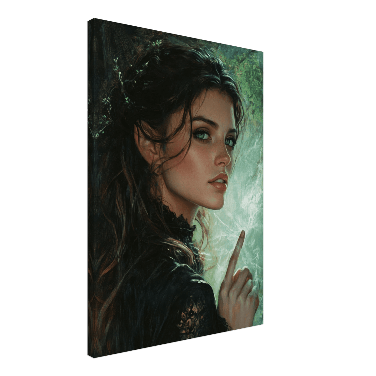 The Fae Sorceress of the Emerald Woods Oil Faint 6 - Shop Ai Art WebShop - Digital Art online Store