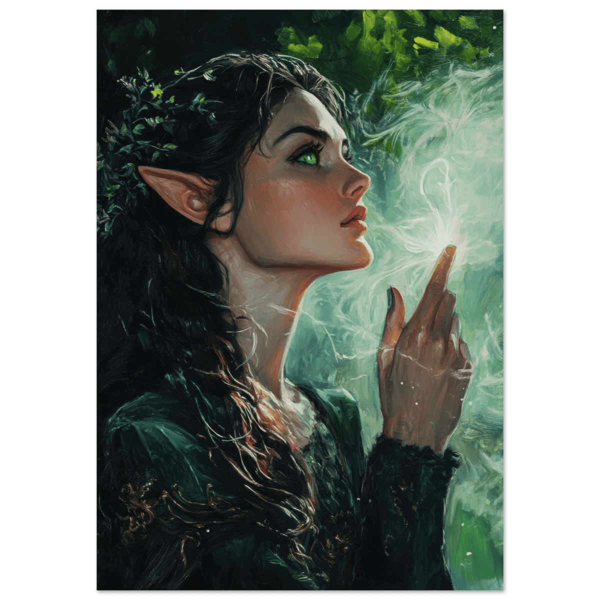 The Fae Sorceress of the Emerald Woods Oil Faint 7 - Shop Ai Art WebShop - Digital Art online Store