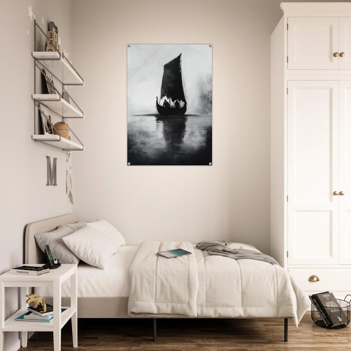 The Ghostly Viking Longship Dark Nordic Ink Met 4 - Shop Ai Art WebShop - Digital Art online Store