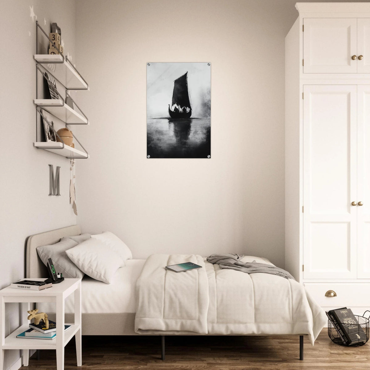 The Ghostly Viking Longship Dark Nordic Ink Met 4 - Shop Ai Art WebShop - Digital Art online Store