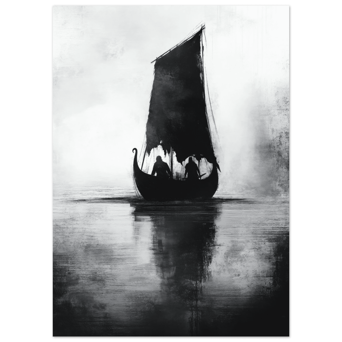 The Ghostly Viking Longship Dark Nordic Ink Met 4 - Shop Ai Art WebShop - Digital Art online Store