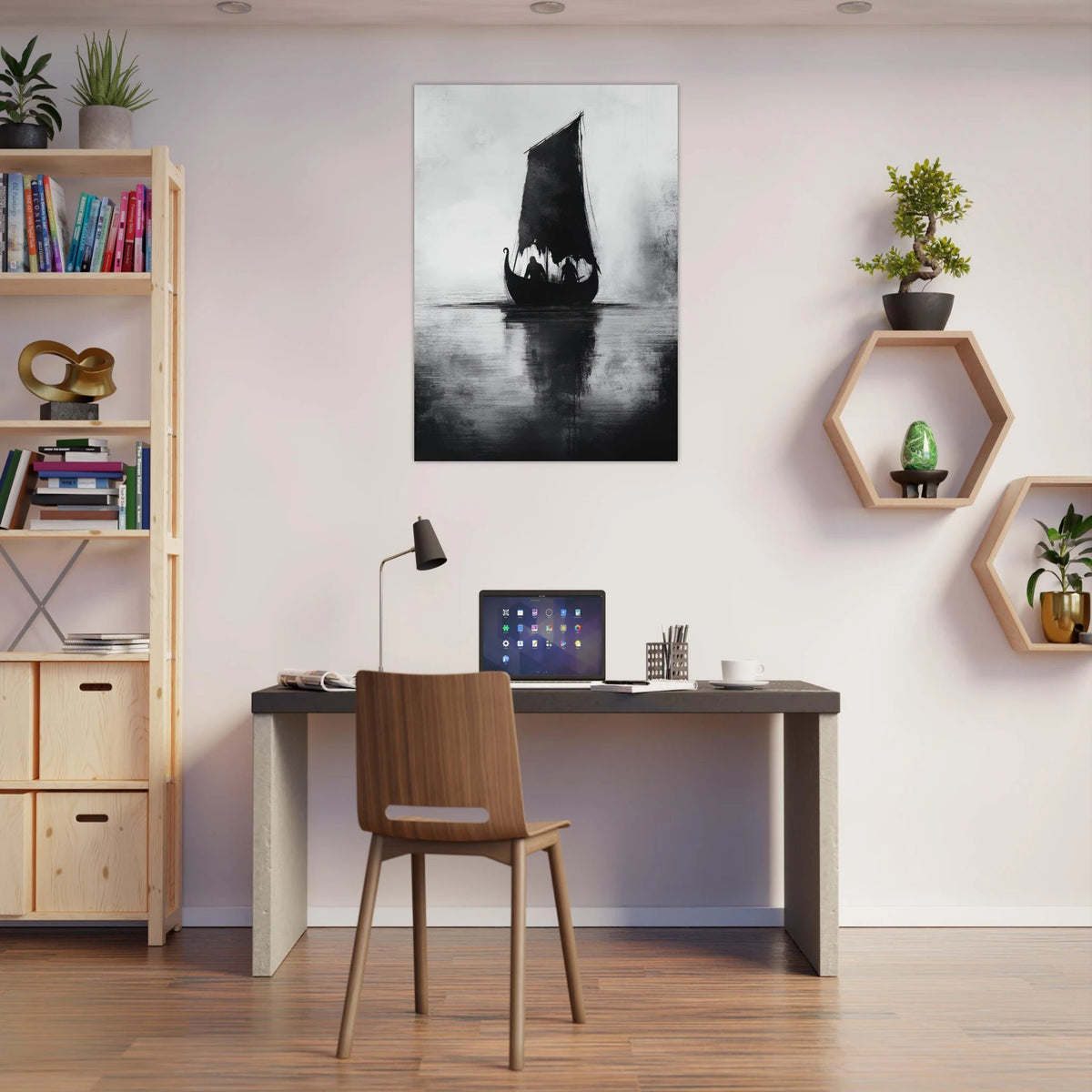 The Ghostly Viking Longship Dark Nordic Ink Met 4 - Shop Ai Art WebShop - Digital Art online Store