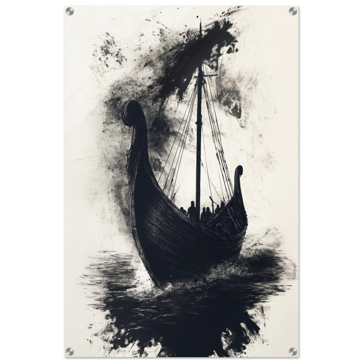 The Ghostly Viking Longship Dark Nordic Ink Met 5 - Shop Ai Art WebShop - Digital Art online Store
