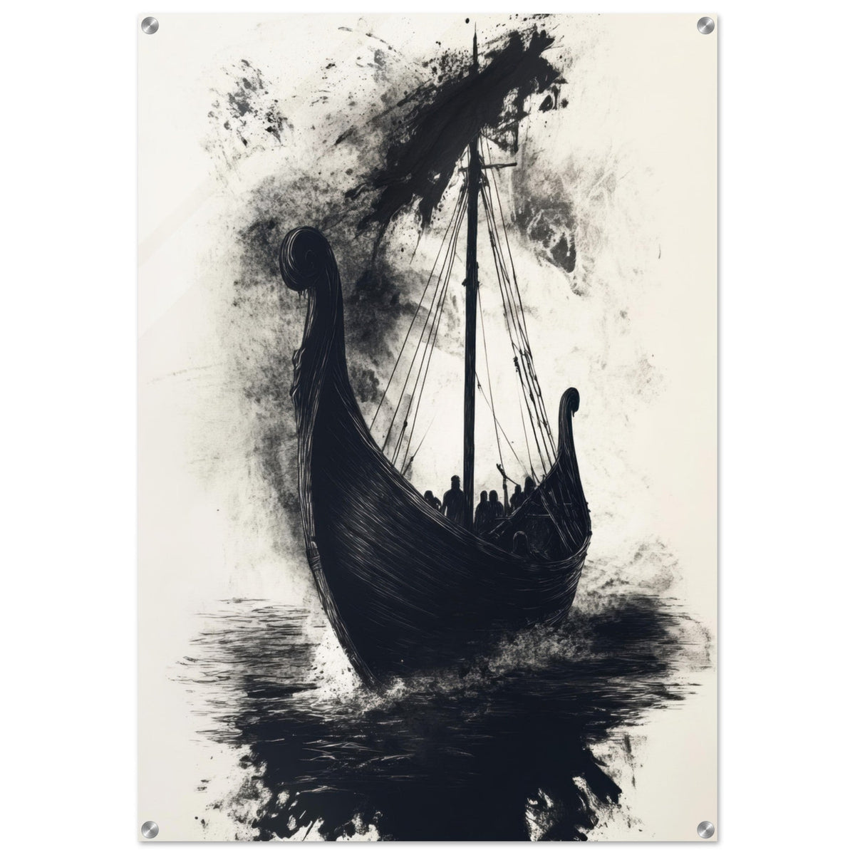 The Ghostly Viking Longship Dark Nordic Ink Met 5 - Shop Ai Art WebShop - Digital Art online Store