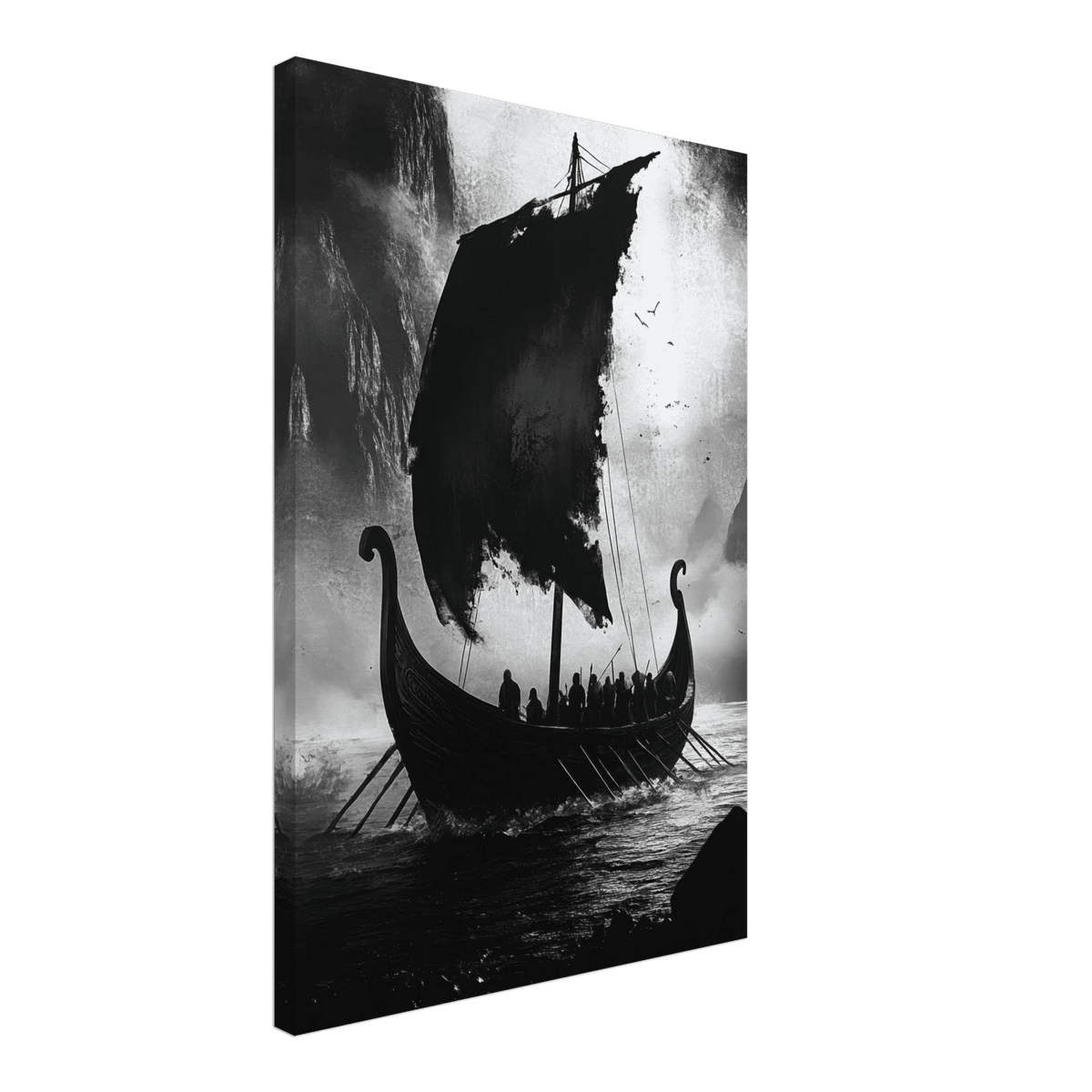 The Ghostly Viking Longship Dark Nordic Ink Met - Shop Ai Art WebShop - Digital Art online Store
