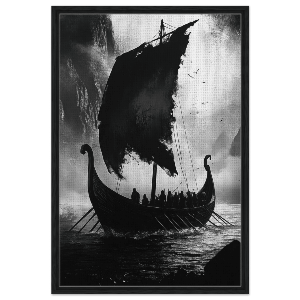 The Ghostly Viking Longship Dark Nordic Ink Met - Shop Ai Art WebShop - Digital Art online Store