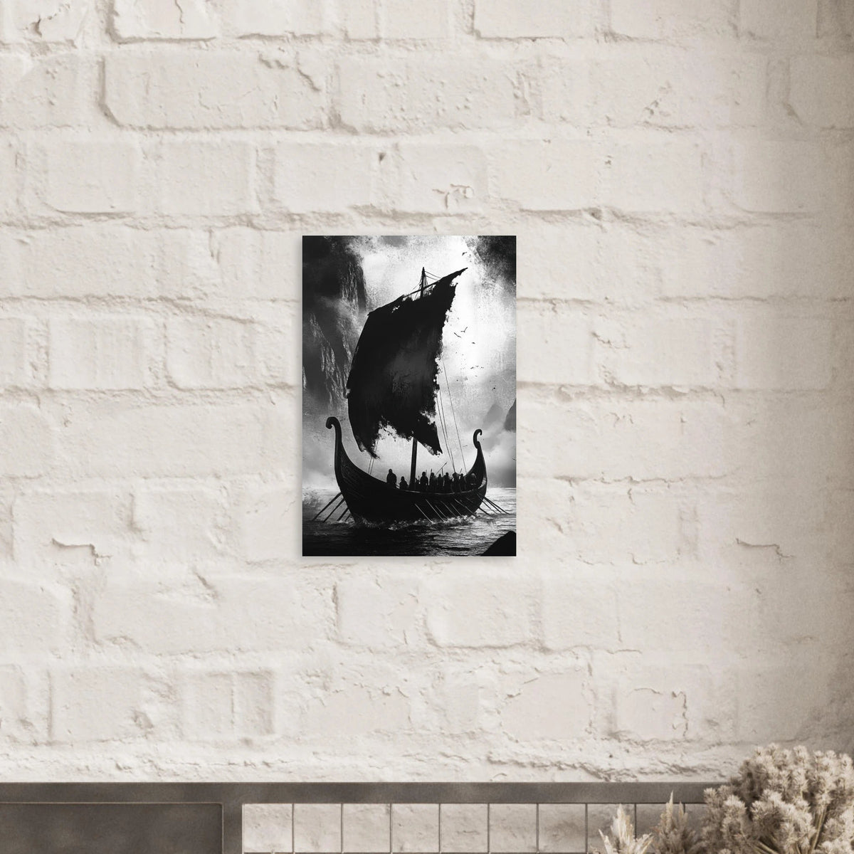 The Ghostly Viking Longship Dark Nordic Ink Met - Shop Ai Art WebShop - Digital Art online Store